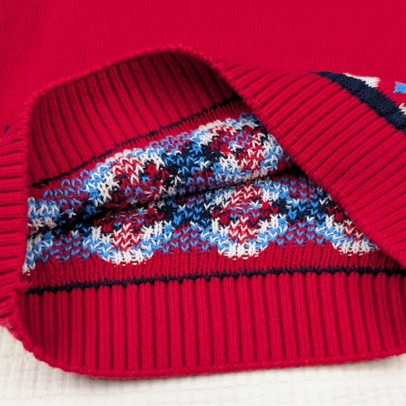 Sophie and Sam Boys 4T Fair Isle Sweater 100% Cotton Red Blue Crew Neck Pullover - Picture 4 of 8